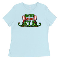 Baby Blue santa's cutest elf christmas Ladies Tee - RanaPortraitStore
