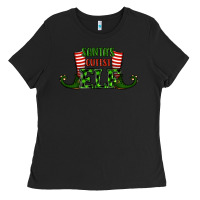 Black santa's cutest elf christmas Ladies Tee - RanaPortraitStore