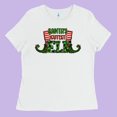 Santa's Cutest Elf Christmas Ladies Tee Designed By Ranaportraitstore