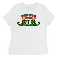 White santa's cutest elf christmas Ladies Tee - RanaPortraitStore