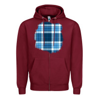 Burgundy Winter Tartan Patch Zipper Hoodie - BundleAndBundleShop