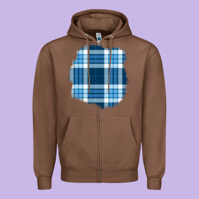 Winter Tartan Patch Zipper Hoodie Designed By Bundleandbundleshop