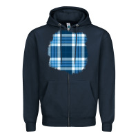 Navy Winter Tartan Patch Zipper Hoodie - BundleAndBundleShop