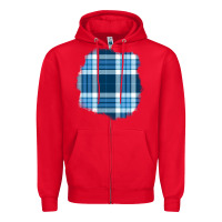Red Winter Tartan Patch Zipper Hoodie - BundleAndBundleShop