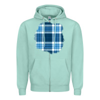 Seafoam Winter Tartan Patch Zipper Hoodie - BundleAndBundleShop
