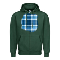 Sports Green Winter Tartan Patch Zipper Hoodie - BundleAndBundleShop