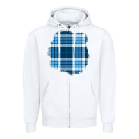 White Winter Tartan Patch Zipper Hoodie - BundleAndBundleShop