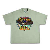 Oil Green lets get lit america eagle Urban Heavy Tee - NancyCooperArtShop