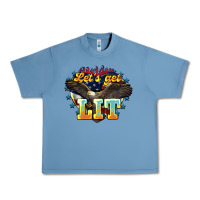 Pebble Blue lets get lit america eagle Urban Heavy Tee - NancyCooperArtShop