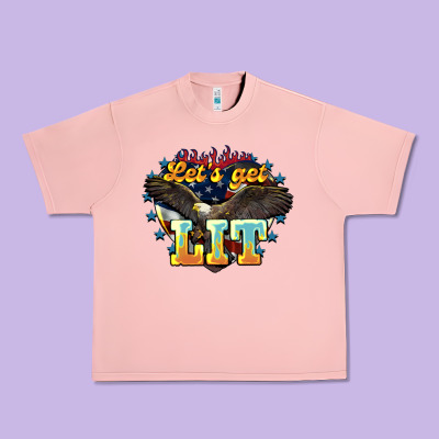 Lets Get Lit America Eagle Urban Heavy Tee Designed By Nancycooperartshop