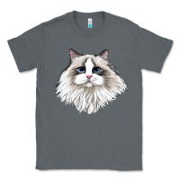 Charcoal Heather Ragdoll Face Cat Classic Tee - LillyAllenDesigns