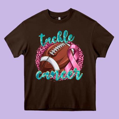 Tackle Cancer Football Heavy Core Tee Designed By Texasbilliewilder