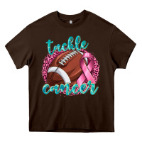 Chocolate Brown Tackle Cancer Football Heavy Core Tee - texasbilliewilder