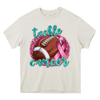 Cream Tackle Cancer Football Heavy Core Tee - texasbilliewilder