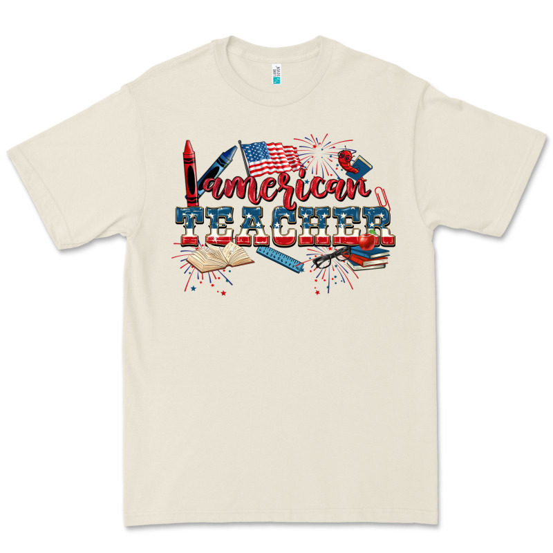 American Teacher 4th Of July Premium Tee by CowGirlArtShop | Teevron