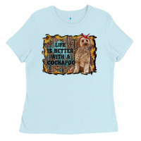 Baby Blue life is better with a cockapoo Ladies Tee - RanaPortraitStore