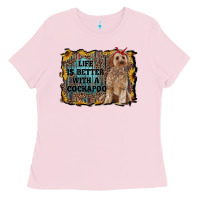 Bubblegum Pink life is better with a cockapoo Ladies Tee - RanaPortraitStore