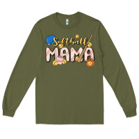 Army Green softball MAMA Long Sleeve Tee - MaliasSmallBusiness