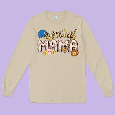 Softball Mama Long Sleeve Tee Designed By Maliassmallbusiness