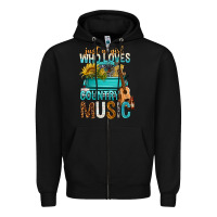 Black Just A Girl Who Loves Country Music Zipper Hoodie - BundleAndBundleShop