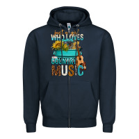 Navy Just A Girl Who Loves Country Music Zipper Hoodie - BundleAndBundleShop