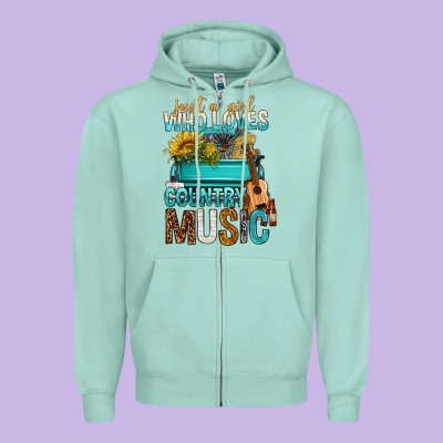 Just A Girl Who Loves Country Music Zipper Hoodie Designed By Bundleandbundleshop