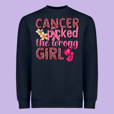 Cancer Picked The Wrong Girl Heavyweight Sweatshirt Designed By Nancycooperartshop