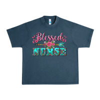 Midnight Navy western blessed nurse pink floral arrow Urban Heavy Tee - BarkalooDesign