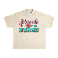 Sandshell western blessed nurse pink floral arrow Urban Heavy Tee - BarkalooDesign