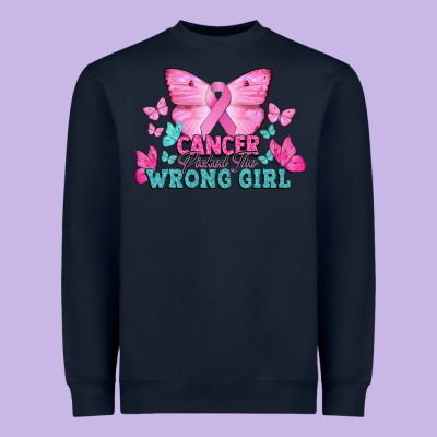 Cancer Picked The Wrong Girl Heavyweight Sweatshirt Designed By Nancycooperartshop