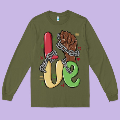 Love Juneteenth Long Sleeve Tee Designed By Maliassmallbusiness