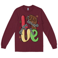 Burgundy love juneteenth Long Sleeve Tee - MaliasSmallBusiness
