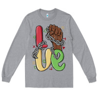 Heather Grey love juneteenth Long Sleeve Tee - MaliasSmallBusiness
