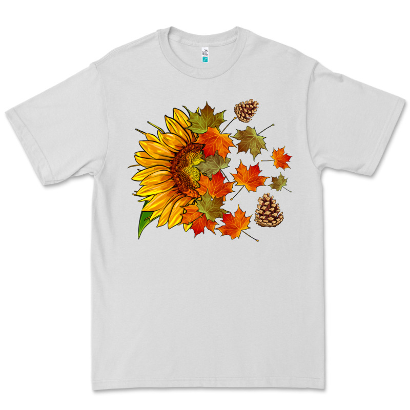 Sunflower And Autumn Leaves Premium Tee by HRA Design Shop | Teevron
