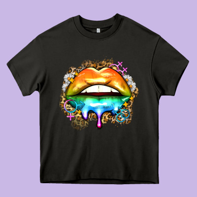 Rainbow Lips Heavy Core Tee Designed By Zillion Design Studio