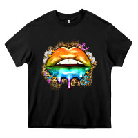 Black rainbow lips Heavy Core Tee - Zillion Design Studio