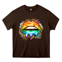 Chocolate Brown rainbow lips Heavy Core Tee - Zillion Design Studio