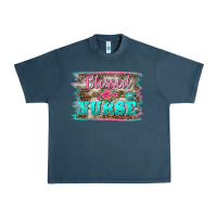 Western Blessed Nurse Pink Floral Arrow  Background Urban Heavy Tee | Teevron