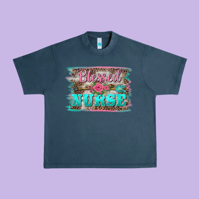 Western Blessed Nurse Pink Floral Arrow  Background Urban Heavy Tee Designed By Barkaloodesign