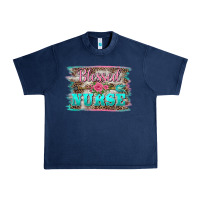 Navy western blessed nurse pink floral arrow  background Urban Heavy Tee - BarkalooDesign