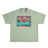 Oil Green western blessed nurse pink floral arrow  background Urban Heavy Tee - BarkalooDesign