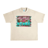 Sandshell western blessed nurse pink floral arrow  background Urban Heavy Tee - BarkalooDesign