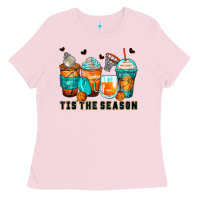 Bubblegum Pink tis' the season basketball coffee cups Ladies Tee - Zillion Design Studio