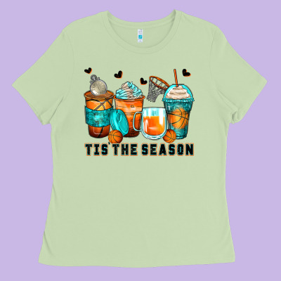 Tis' The Season Basketball Coffee Cups Ladies Tee Designed By Zillion Design Studio