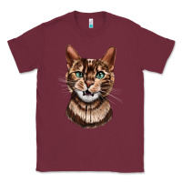 Burgundy Bengal Cat Face Classic Tee - LillyAllenDesigns