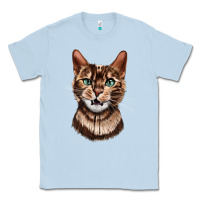 Dusty Blue Bengal Cat Face Classic Tee - LillyAllenDesigns
