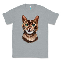 Heather Grey Bengal Cat Face Classic Tee - LillyAllenDesigns