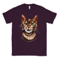 Plum Bengal Cat Face Classic Tee - LillyAllenDesigns