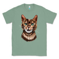 Sage Bengal Cat Face Classic Tee - LillyAllenDesigns