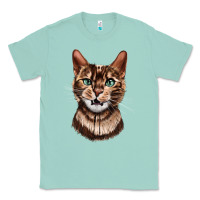 Seafoam Bengal Cat Face Classic Tee - LillyAllenDesigns